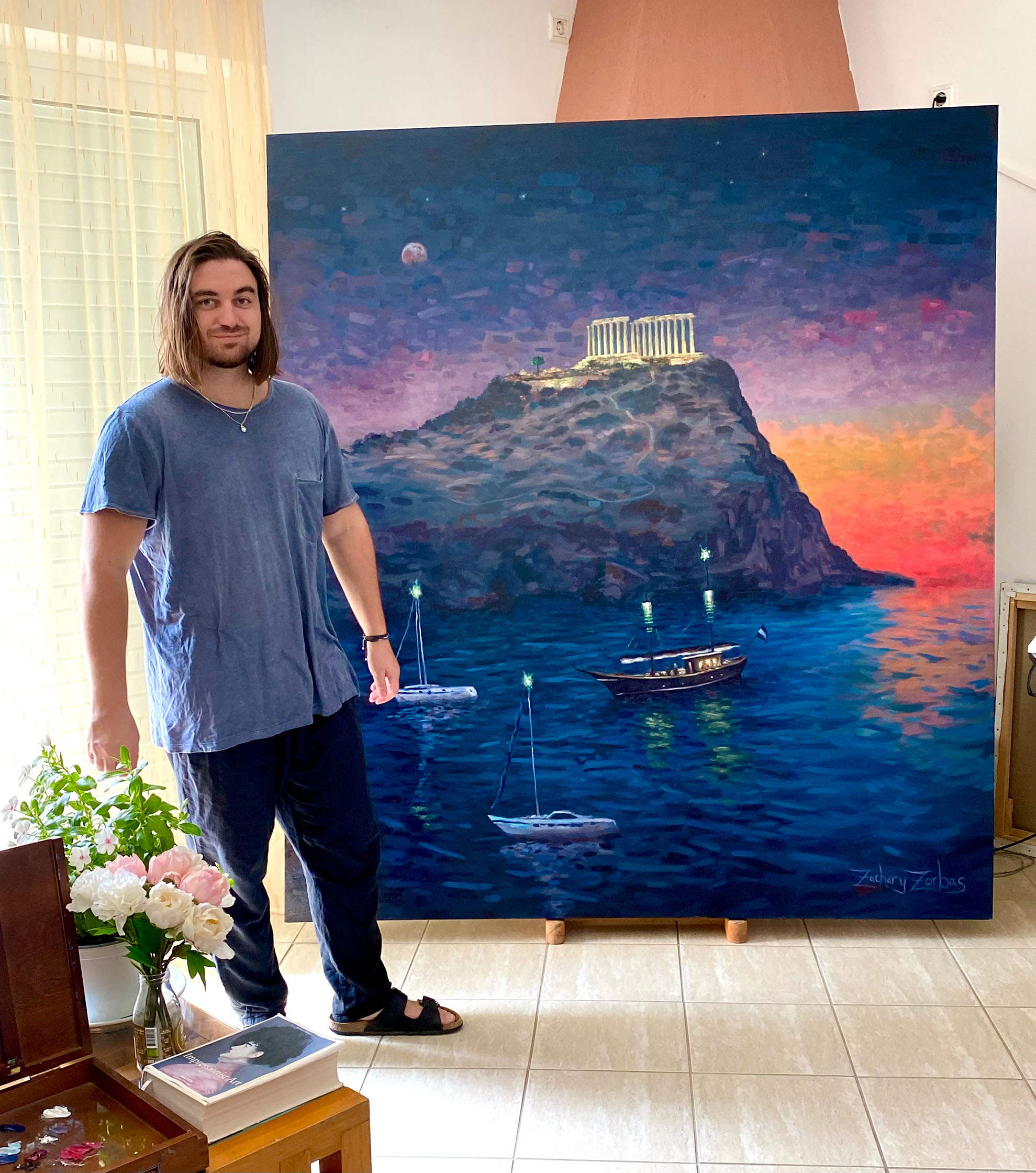 Sounio painting by artist Zac Zorbas
